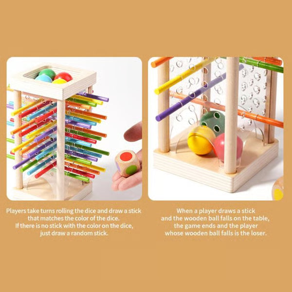 Wooden Stick Game, Colorful Educational Toy for Cognitive Development & Focus Training, Includes Mixed Colors Sticks and one-level Puzzle