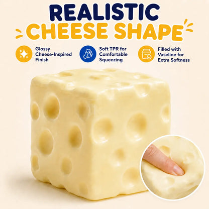 Cheese Cube Squishy Toy, Soft Moldable Petroleum Jelly-Filled Squeeze Ball