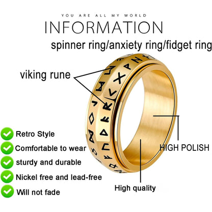 Viking Rune Rotating Ring