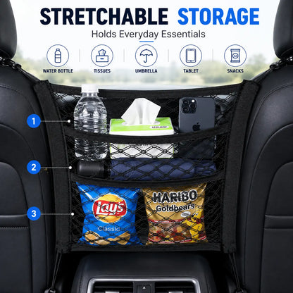Universal 2 Layer Car Seat Net Storage Mesh Organizer Stretchy Fine Cargo Net Hook Pouch Holder