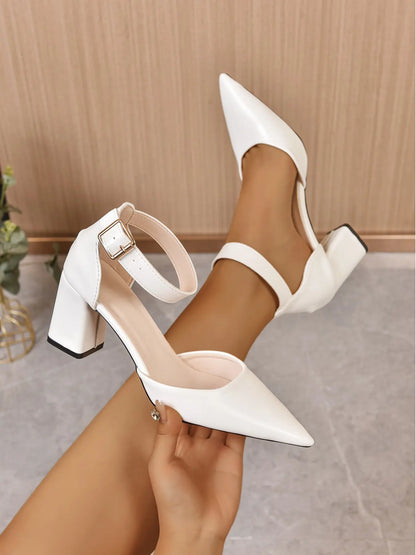 Women's Faux Leather Sandals – Pointed Toe, High Heel