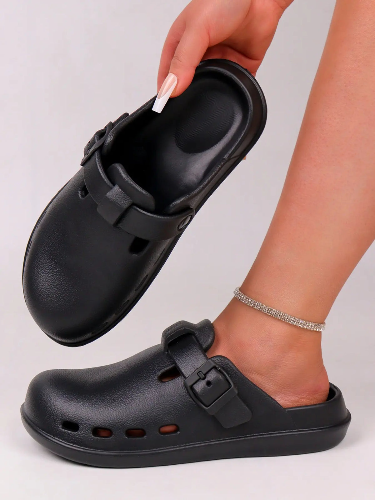 Women's EVA Mules – Open Toe, Adjustable Strap, Lightweight