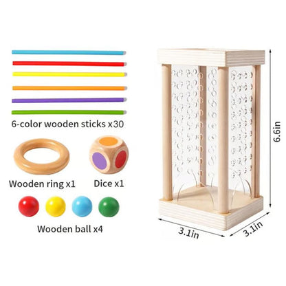 Wooden Stick Game, Colorful Educational Toy for Cognitive Development & Focus Training, Includes Mixed Colors Sticks and one-level Puzzle