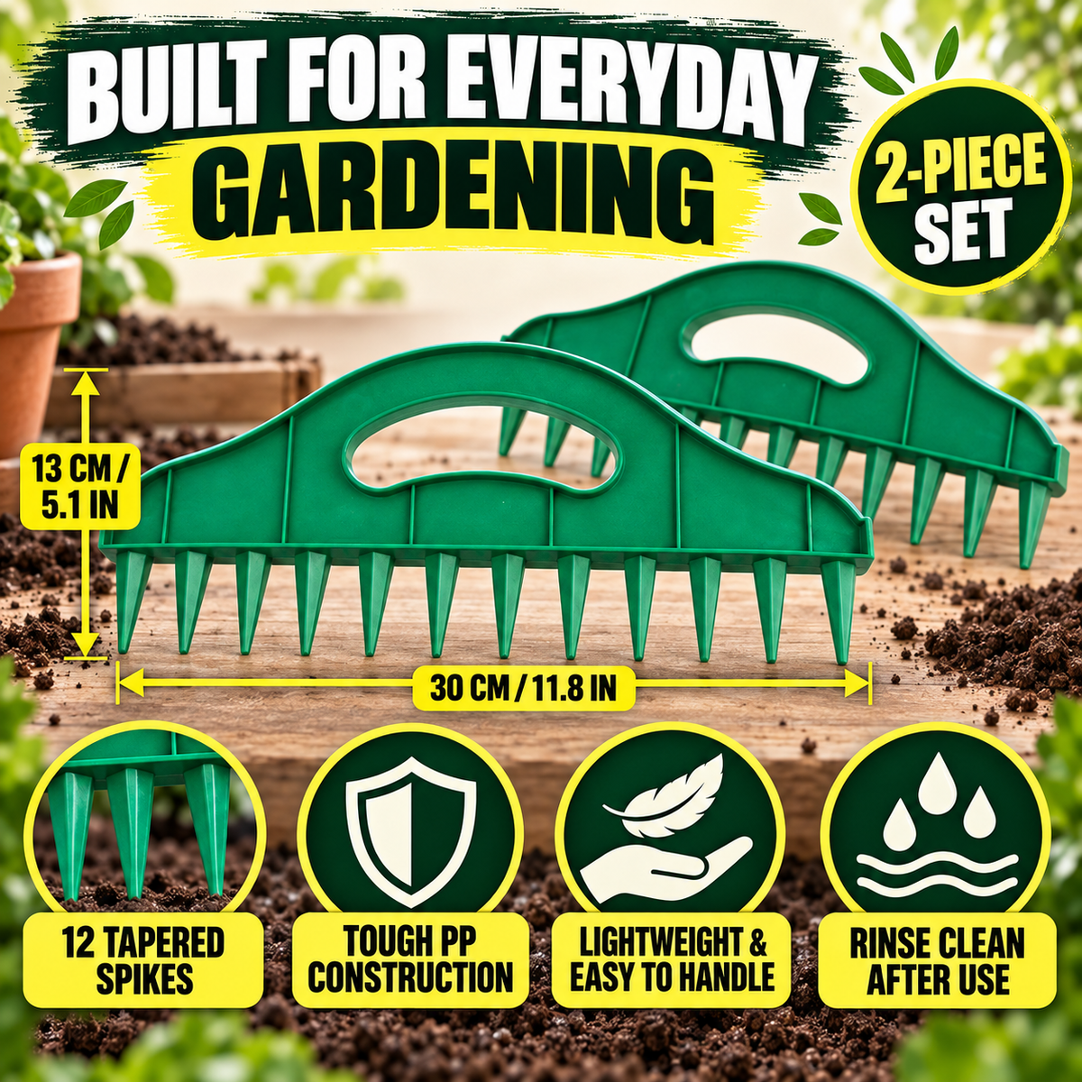 2-Pack Garden Seed Spacing Tool – Multi-Row Soil Dibbler & Furrow Maker