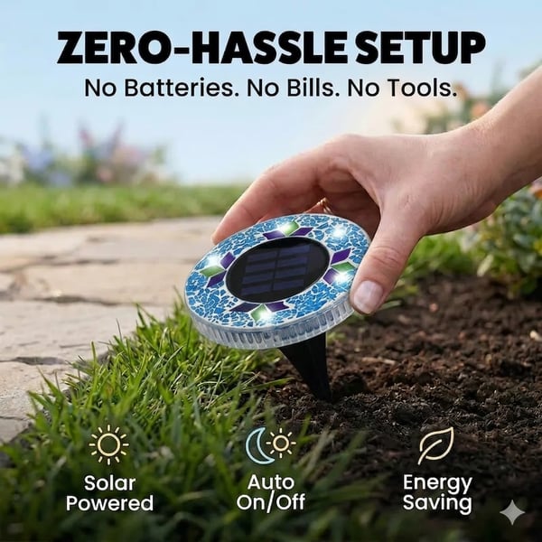 50% OFF !!! Solar Disk Lights – Handcrafted Mosaic Outdoor LED Waterproof Light