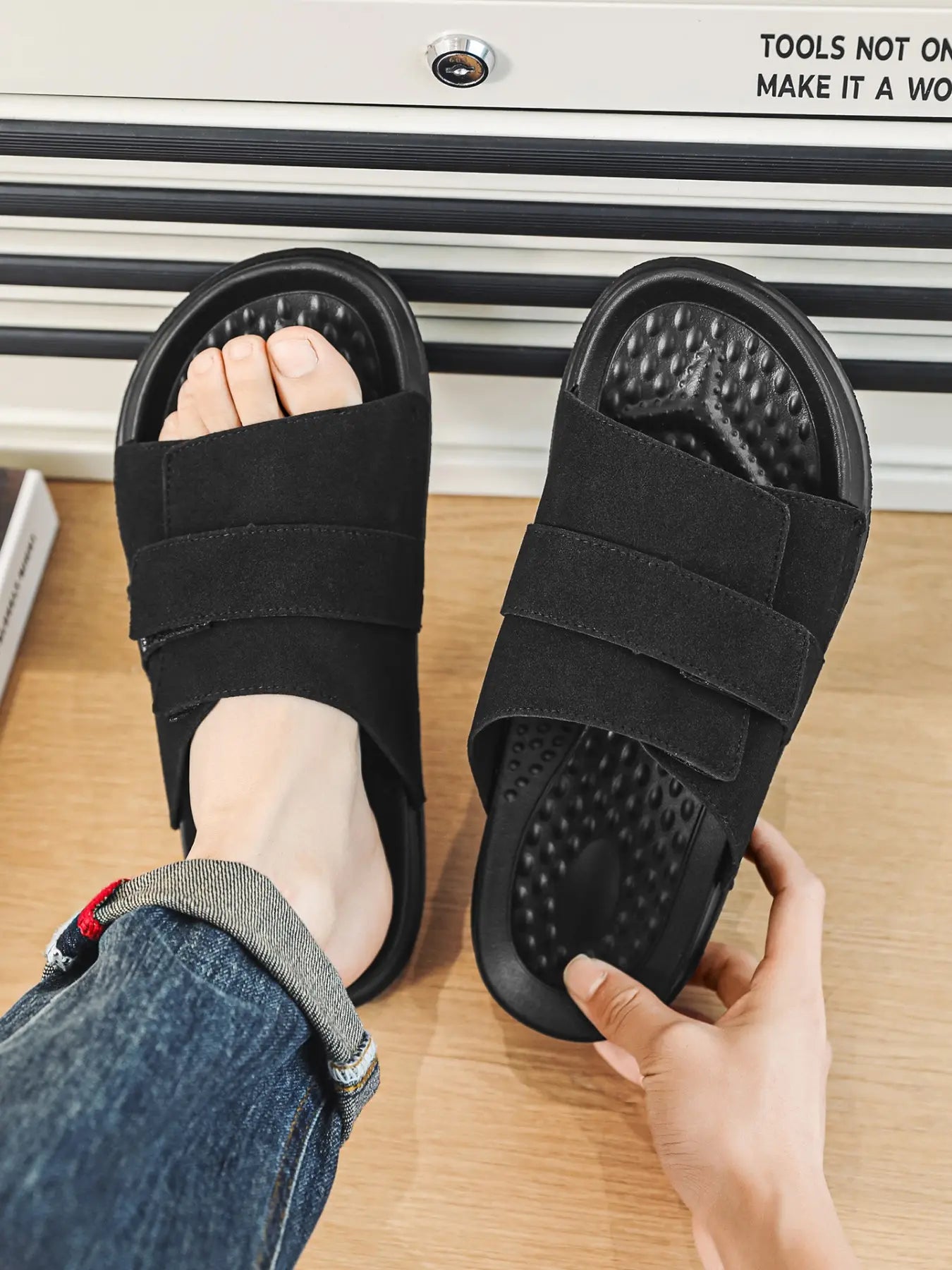 Women's EVA Suede Slides – Open Toe, Lightweight, Breathable