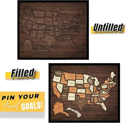 Limited 49% off - USA Wooden Travel Map Puzzle for Adventure Lovers