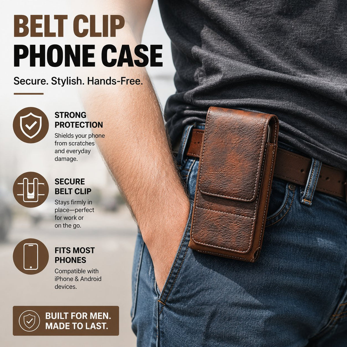 Big Discount | Waist Belt Cell Phone Pouch Multi-Pocket Leather Card Holder