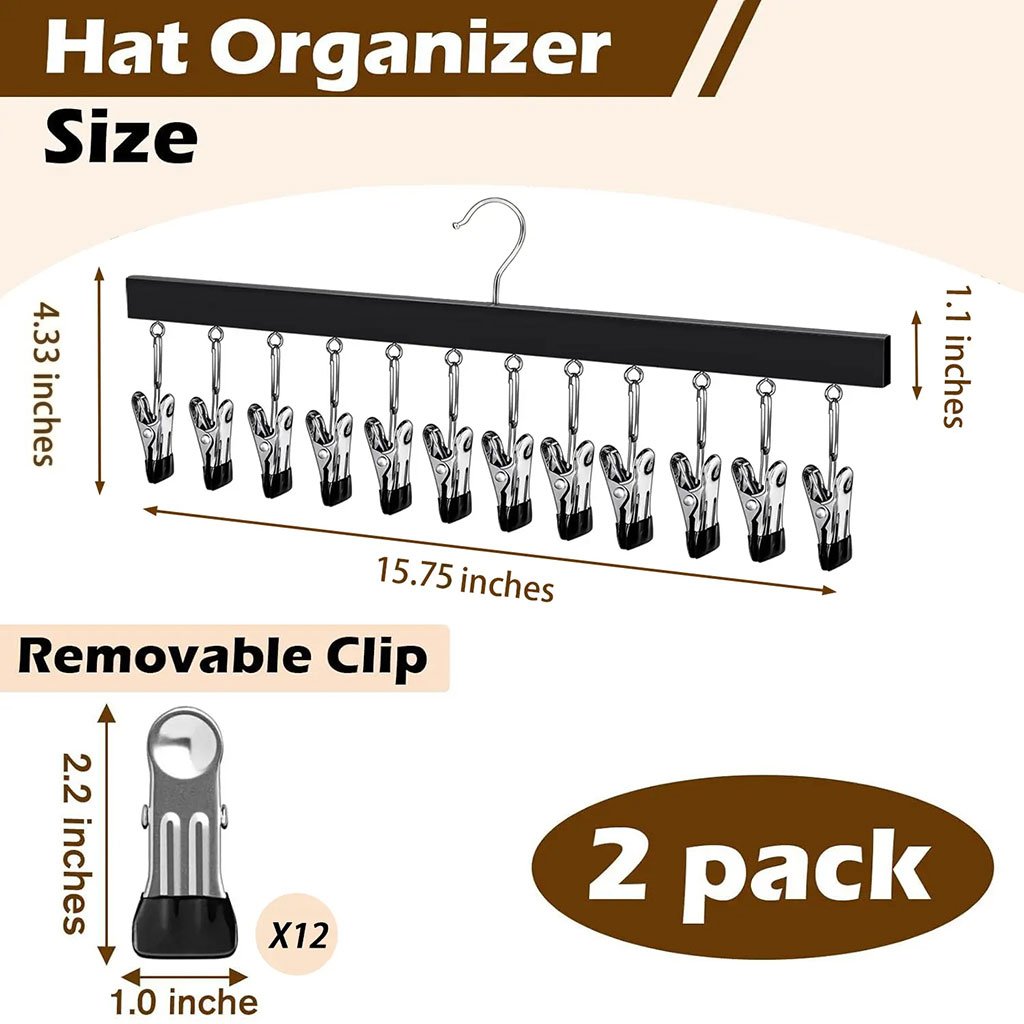 HOT SALE NOW! Wooden Clothing Organizer Hanger with 12 Stainless Steel Clips