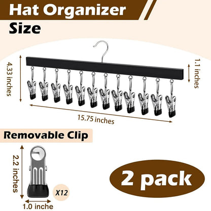 HOT SALE NOW! Wooden Clothing Organizer Hanger with 12 Stainless Steel Clips