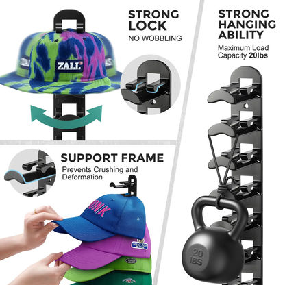 Wall-mounted hat rack – each rack can hold 10 hats