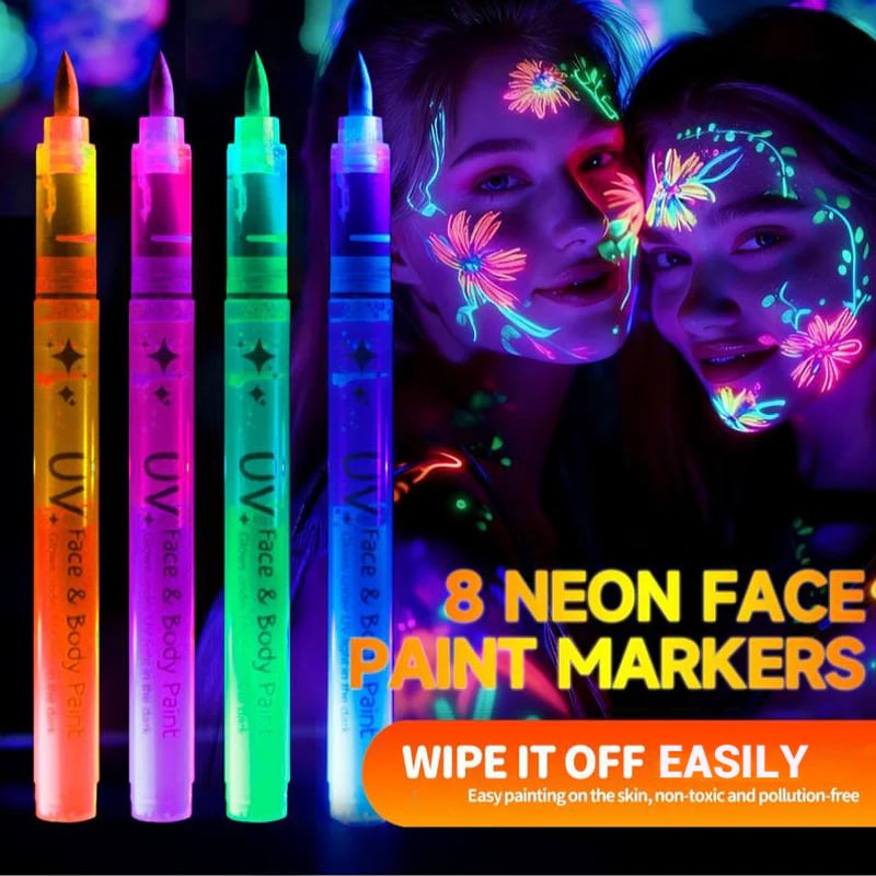 2026 HOT SALE50K+ SOLD!UV Glow Face and Body Paint Markers Set