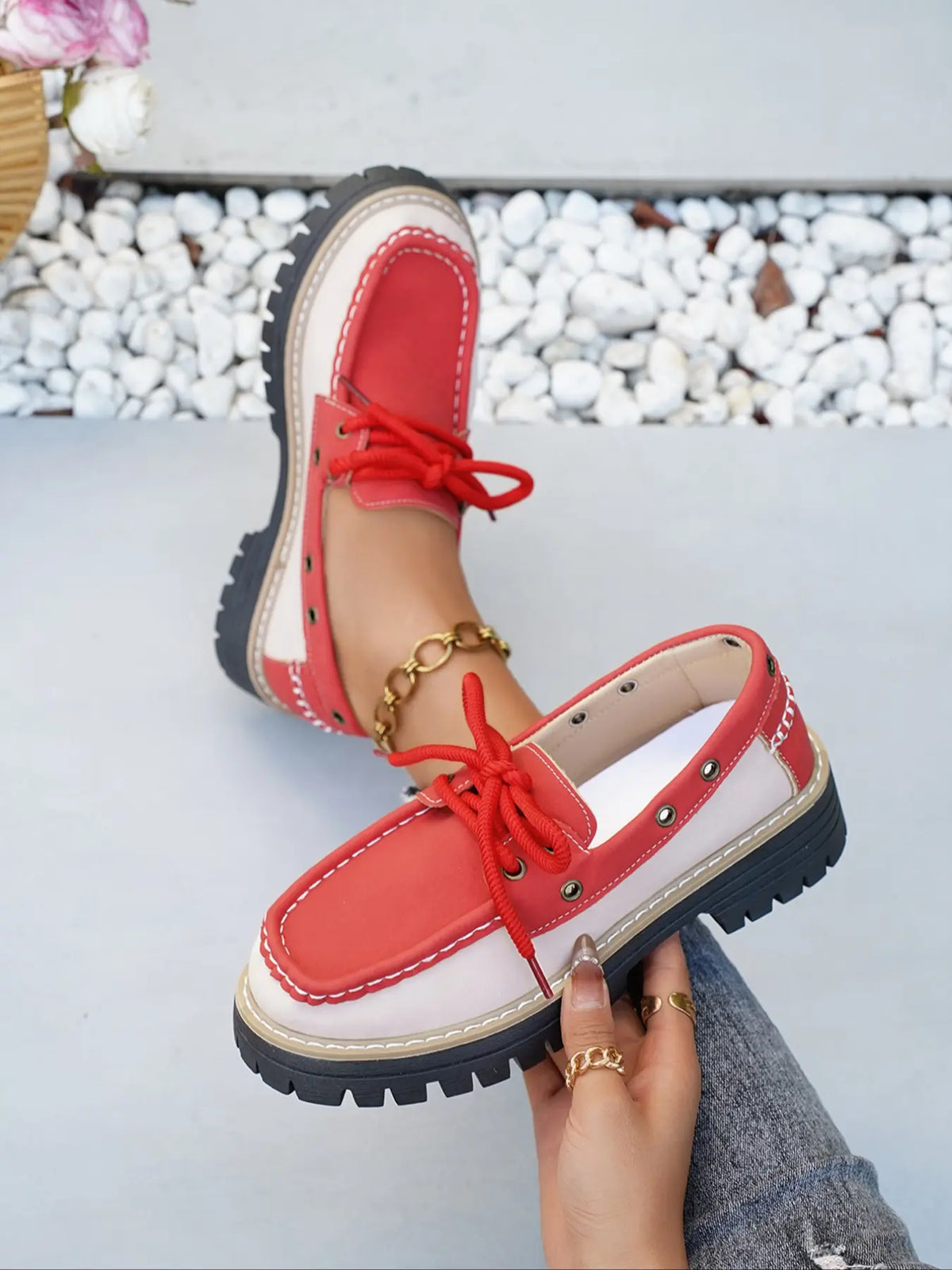 Women's Loafers – Round Toe, Platform, Chunky Sole
