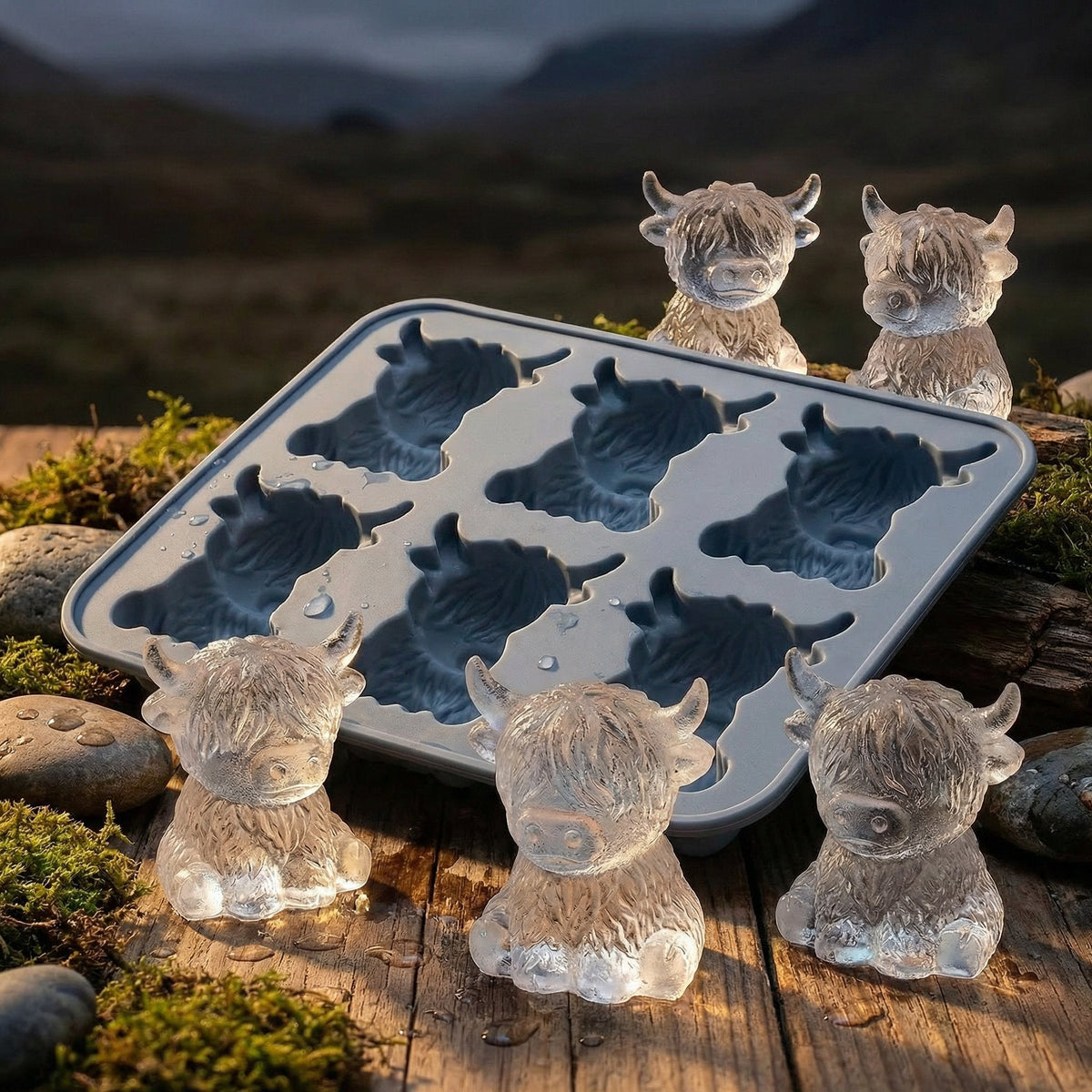 Mini Highland Cow/Rabbit Ice Cube Mold – Cute 3D Ice for Drinks, Parties & Gifts
