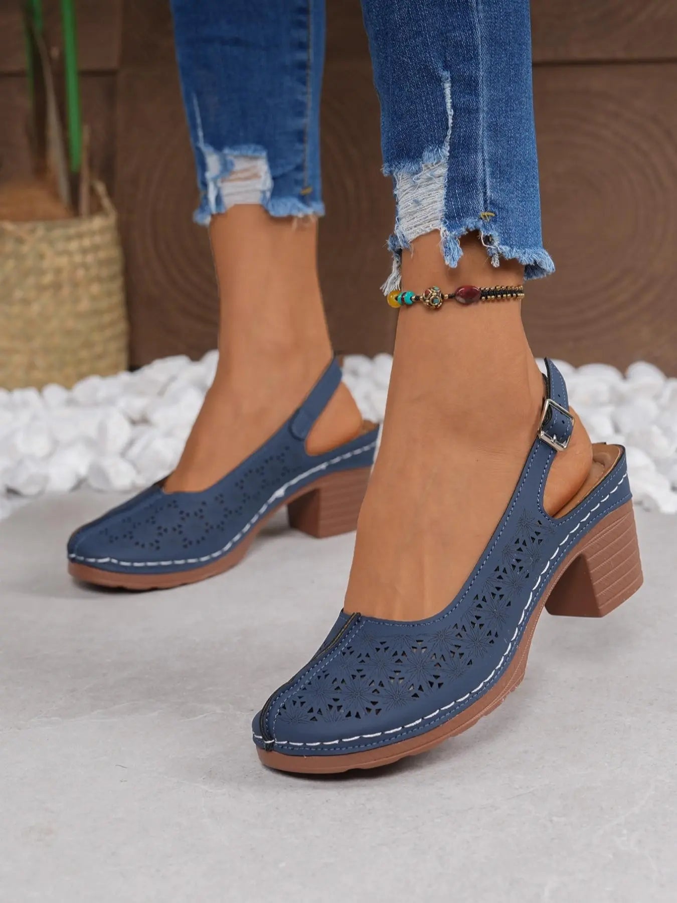 Women's Wedge Sandals – Cut-Out, High Heel