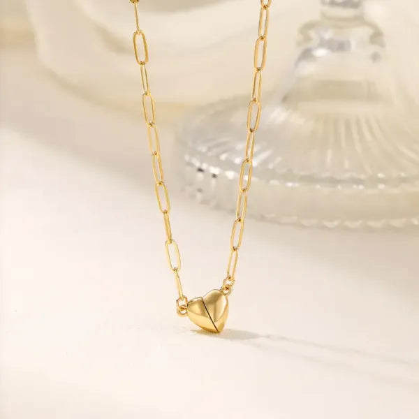 Magnetic Heart Necklace — Elegant Stainless Steel Statement Jewelry