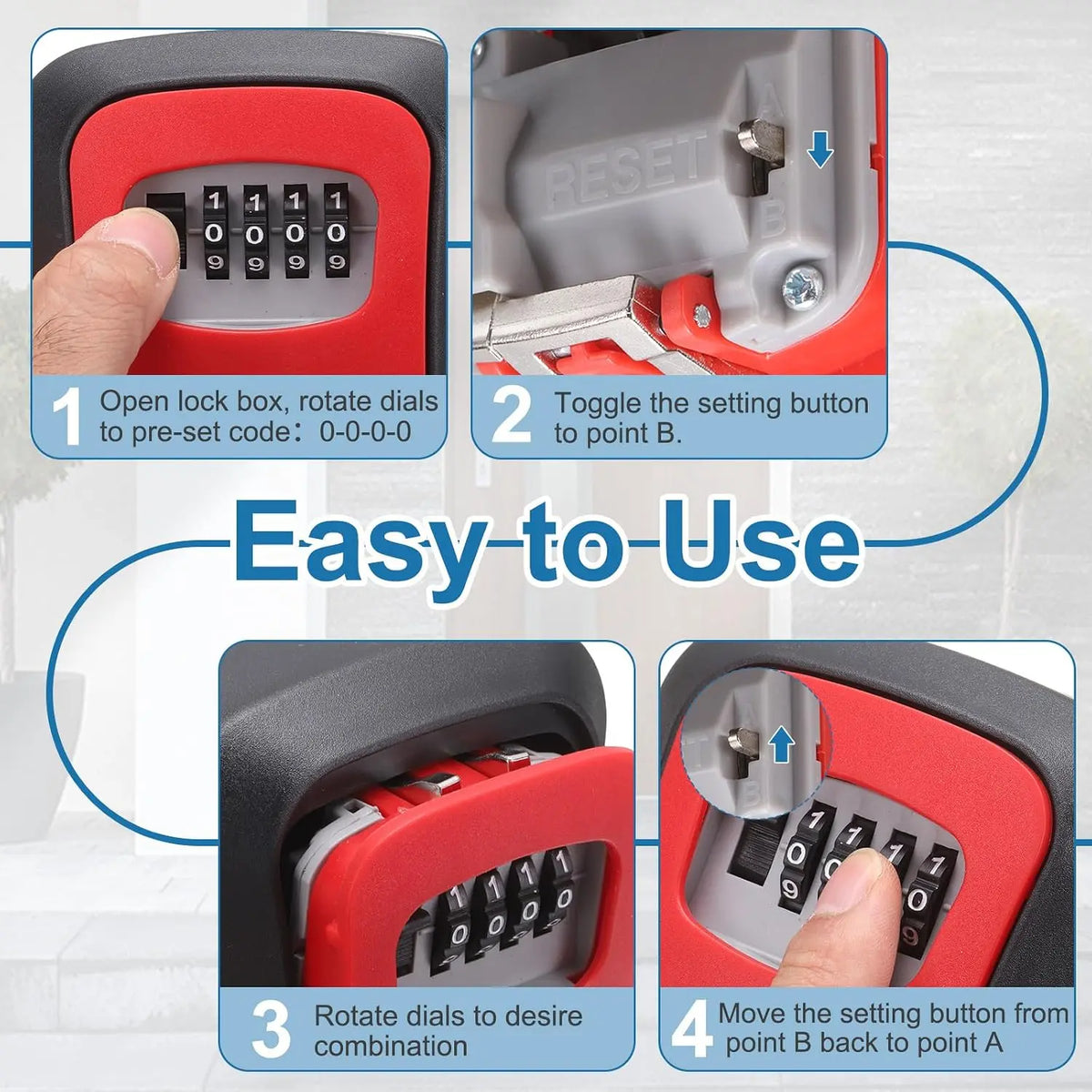 Wall Mount Key Lock Box‑ 4 Digit Combination Lockbox