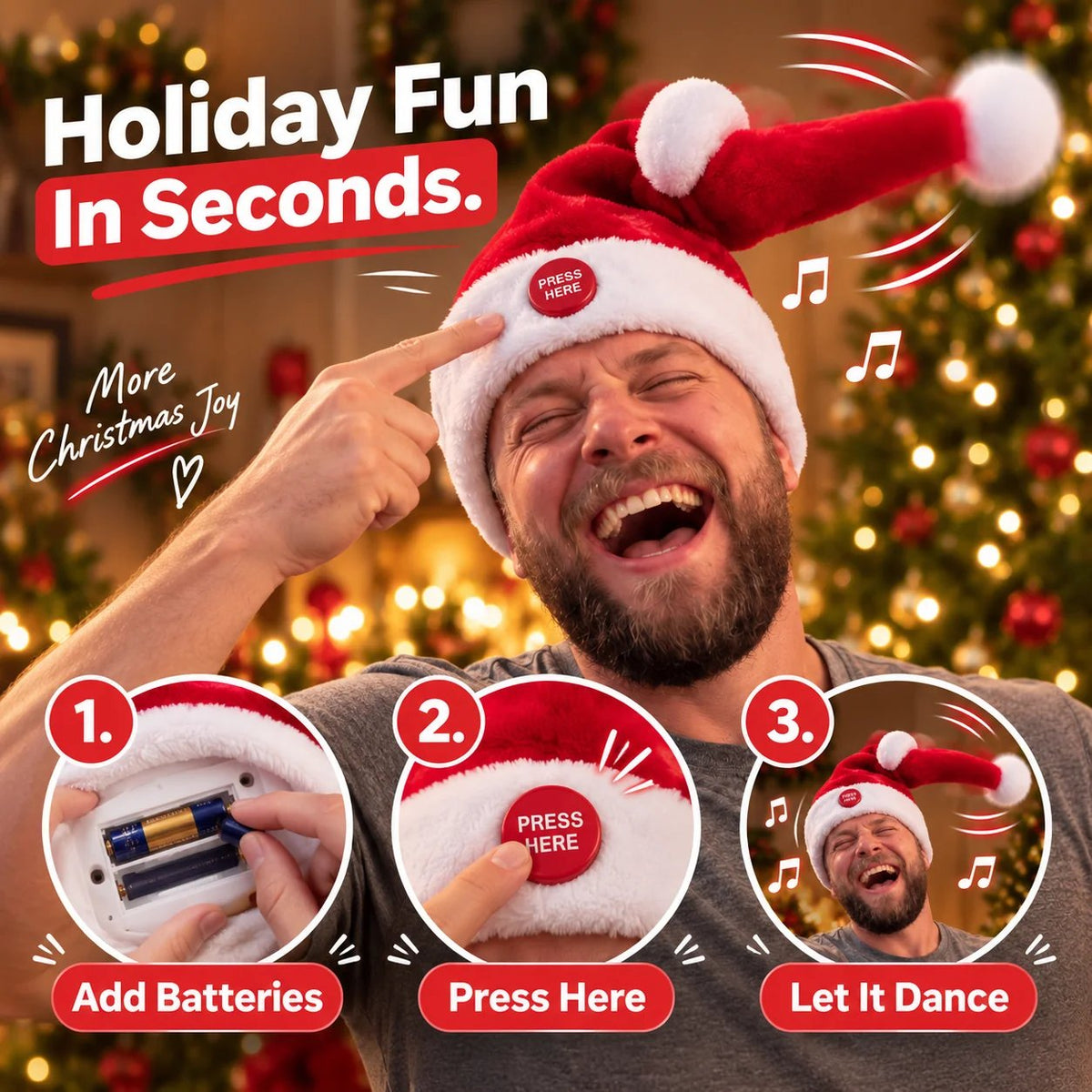 Singing & Dancing Santa Hat — Animated Christmas Party Hat(Buy 2 Free Shipping)