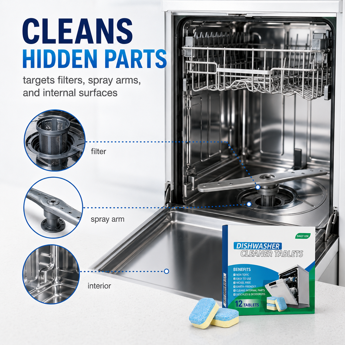 Dishwasher Cleaner Tablets 12-Pack