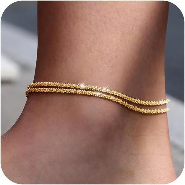 Minimalist Layered Shiny Anklet For Women