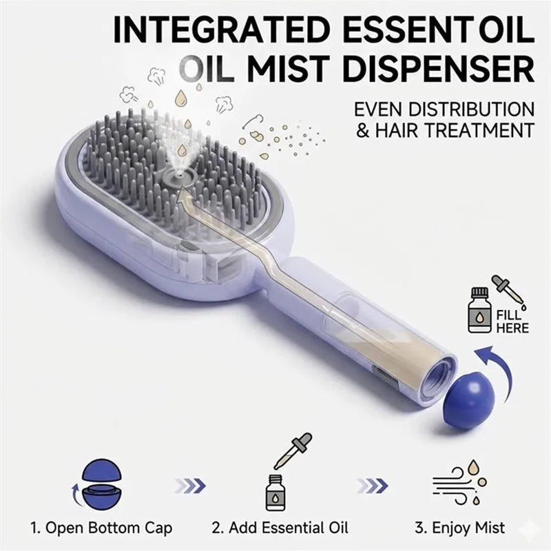 Rechargeable Hair Straightener Brush with Detangling Comb