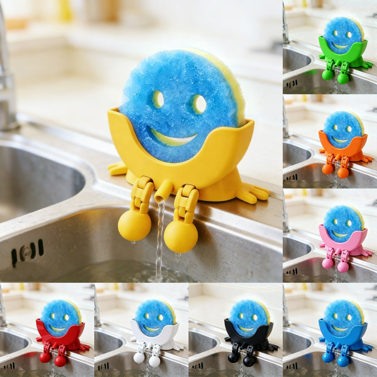Smiley face sponge drainer - Keeps Your Sink Clean & Dry