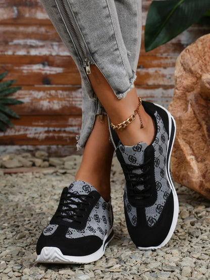Women's Sport Floral Trainers – Lace-Up, Breathable