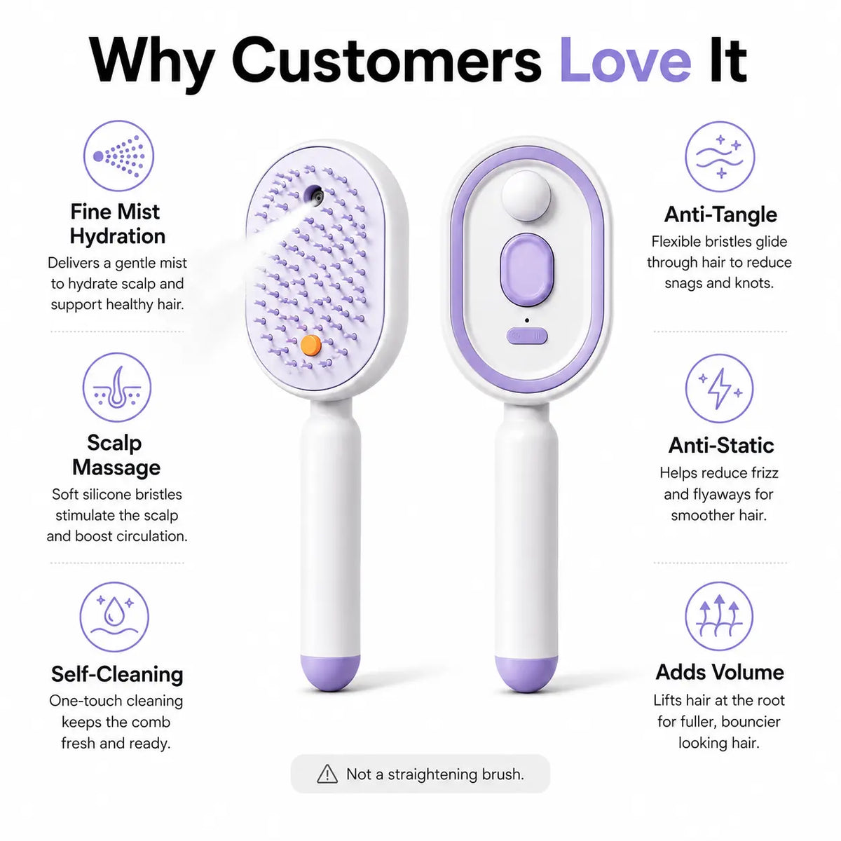 Electric Spray Air Cushion Massage Comb, Anti-Tangle Electric Hair Brush
