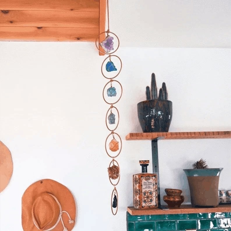 Handwoven 7 Chakra Crystal Wall Hanging – Tree of Life Energy Decor