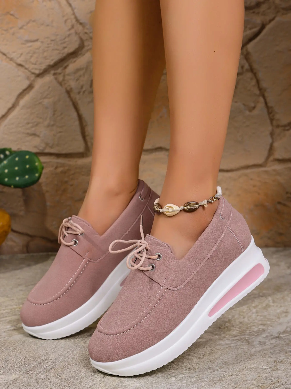 Women's Suede Loafers – Chunky Sole, Slip-On, Wide Fit