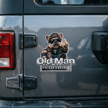 Funny Old Man Edition Vehicle Badge — 3D Chrome Metal Emblem, Perfect Father's Day & Birthday Gift for Dad, Grandpa, Husband, Truck & SUV Owners