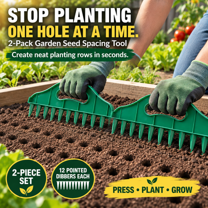 2-Pack Garden Seed Spacing Tool – Multi-Row Soil Dibbler & Furrow Maker
