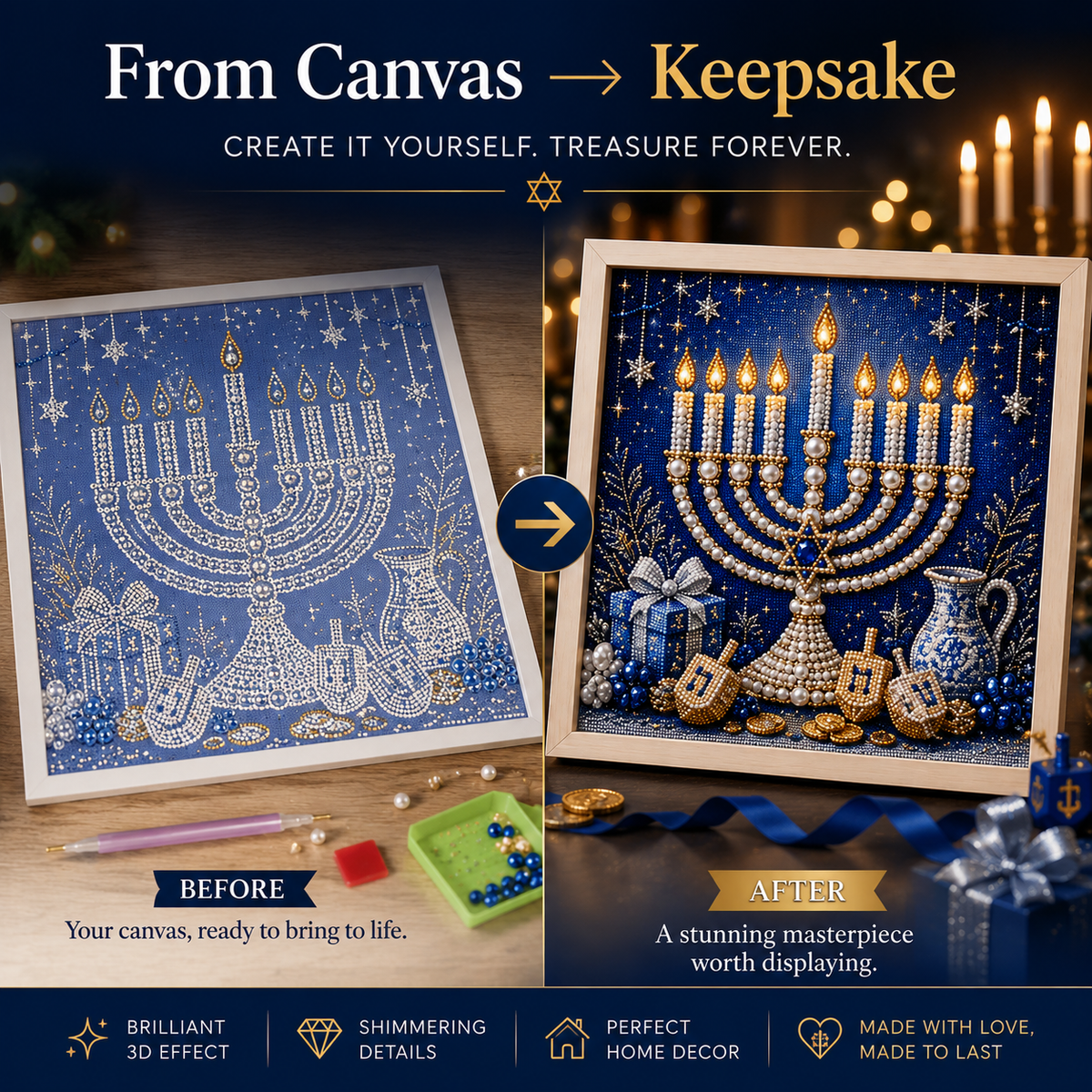 DIY Hanukkah Pearl Art Kit | 8 Festive Designs