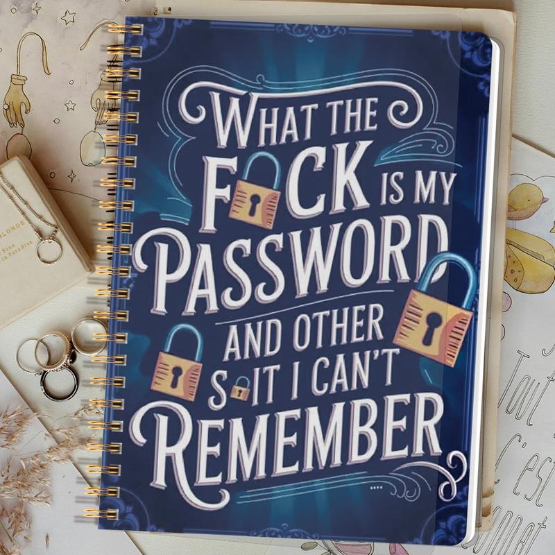 Funny Password Notebook - Spiral Bound with Lock Icons