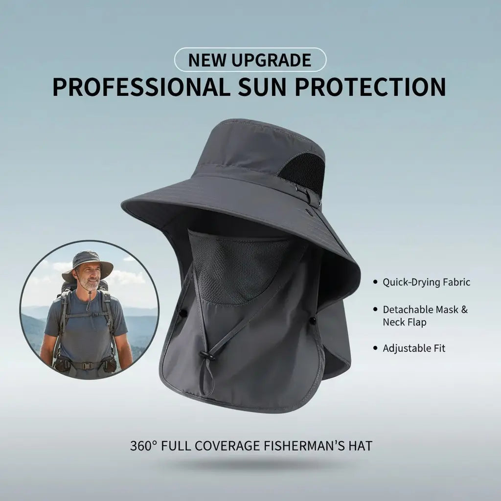Detachable Outdoor Fishing Face Covering Neck Protection Sun Hat