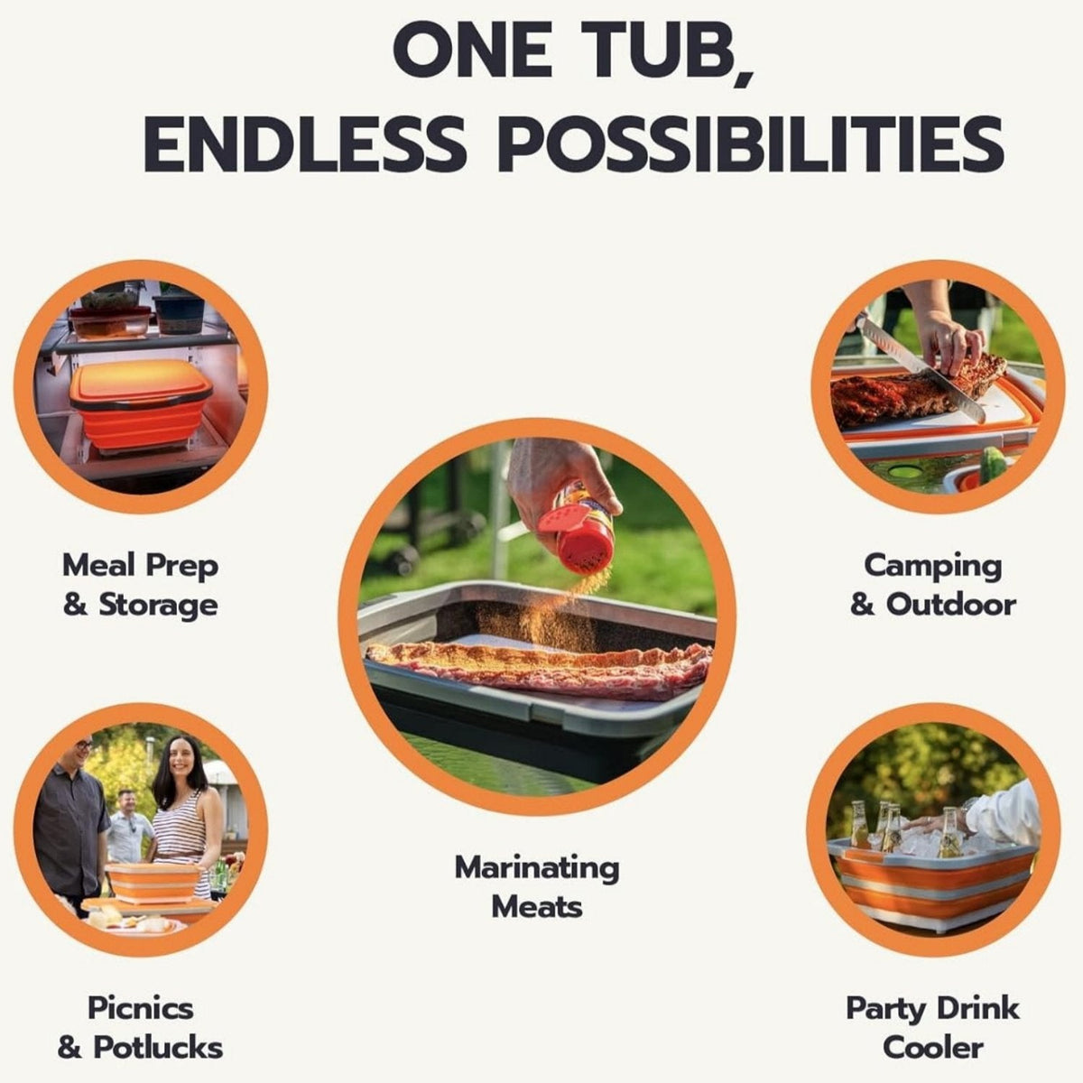 BBQ & Meal Prep Tub | Collapsible Prep Tub