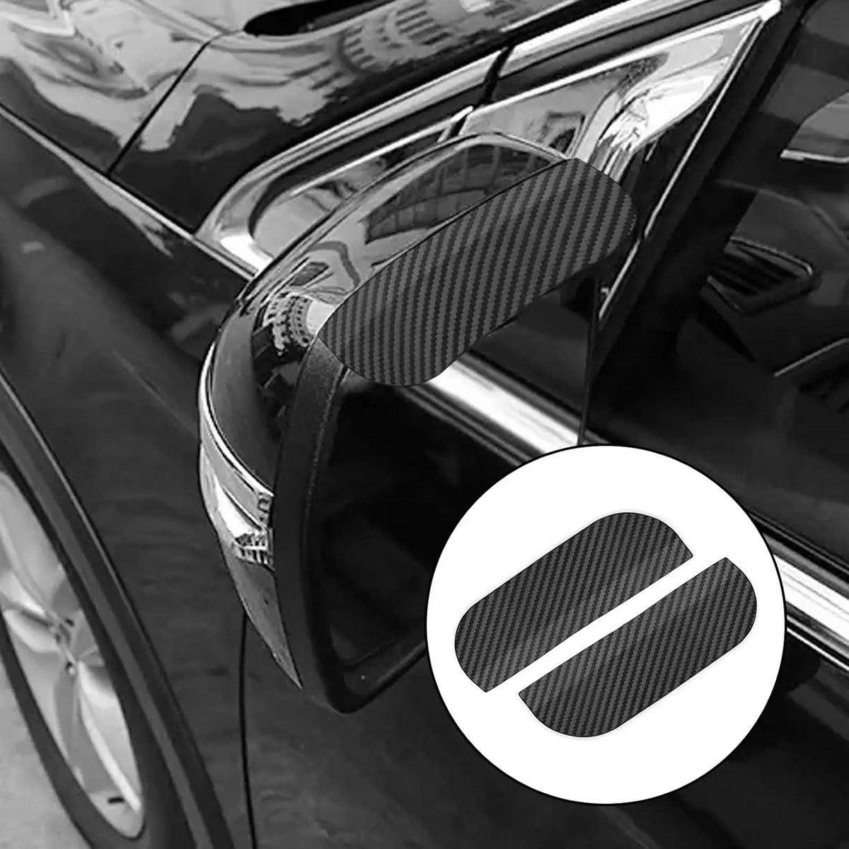 2PCS Car Side Mirror Rain Guards - Carbon Look ABS Visor Covers