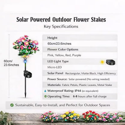 EverGlow Memorial Garden Bloom Lights – Featuring Ultra-Realistic Artificial Petals, Solar-Powered & Weatherproof