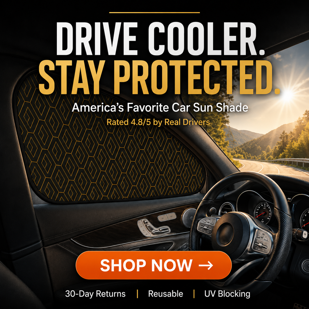 Premium Car Side Window Sunshade – UV Blocking Privacy Cover