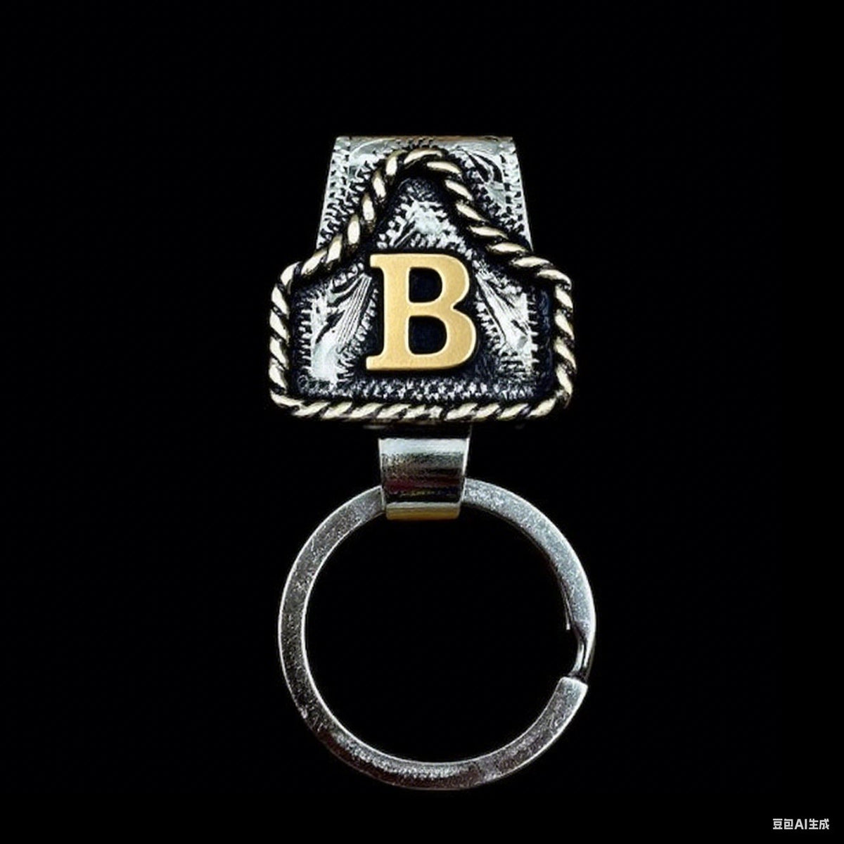 Vintage Brass Initial Cow Tag Keychain – Personalized Western Belt Loop Carry