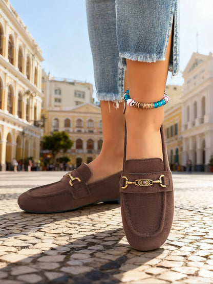 Women's Faux Leather Mary Jane Flats – Square Toe