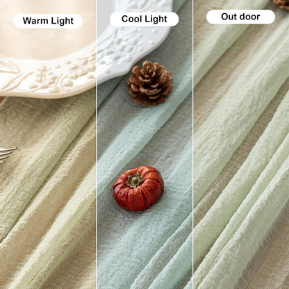 Boho Crinkle Gauze Table Runner 120 Inches for Weddings, Parties & Home Decor
