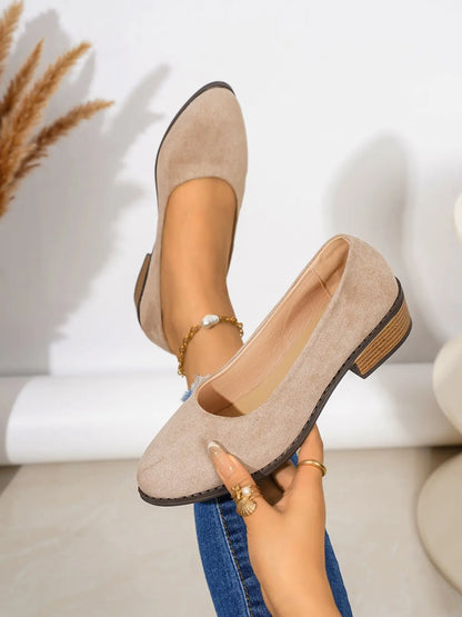 Women's Velvet Heels – Round Toe, Slip-On