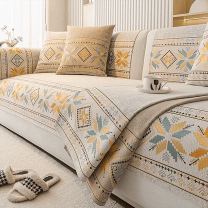 Non-Slip Bohemian Chenille Sofa Cushion Cover – Soft, boho pattern & machine washable – Non-slip backing, fits most sofas – perfect for cozy home decor or pet-friendly spaces