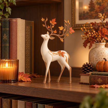 Autumn Leaf Antler Deer Figurine