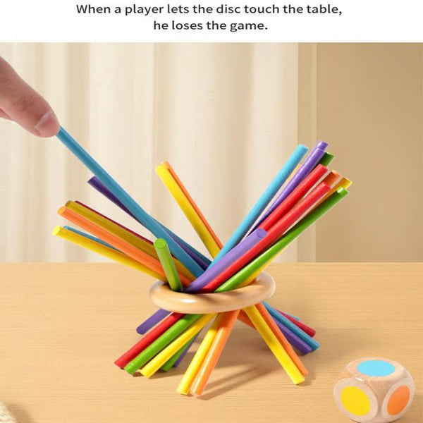 Wooden Stick Game, Colorful Educational Toy for Cognitive Development & Focus Training, Includes Mixed Colors Sticks and one-level Puzzle