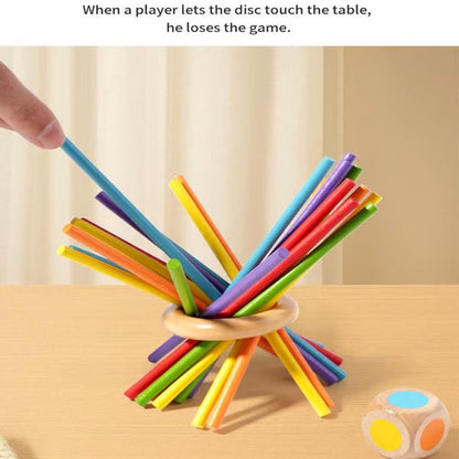 Wooden Stick Game, Colorful Educational Toy for Cognitive Development & Focus Training, Includes Mixed Colors Sticks and one-level Puzzle
