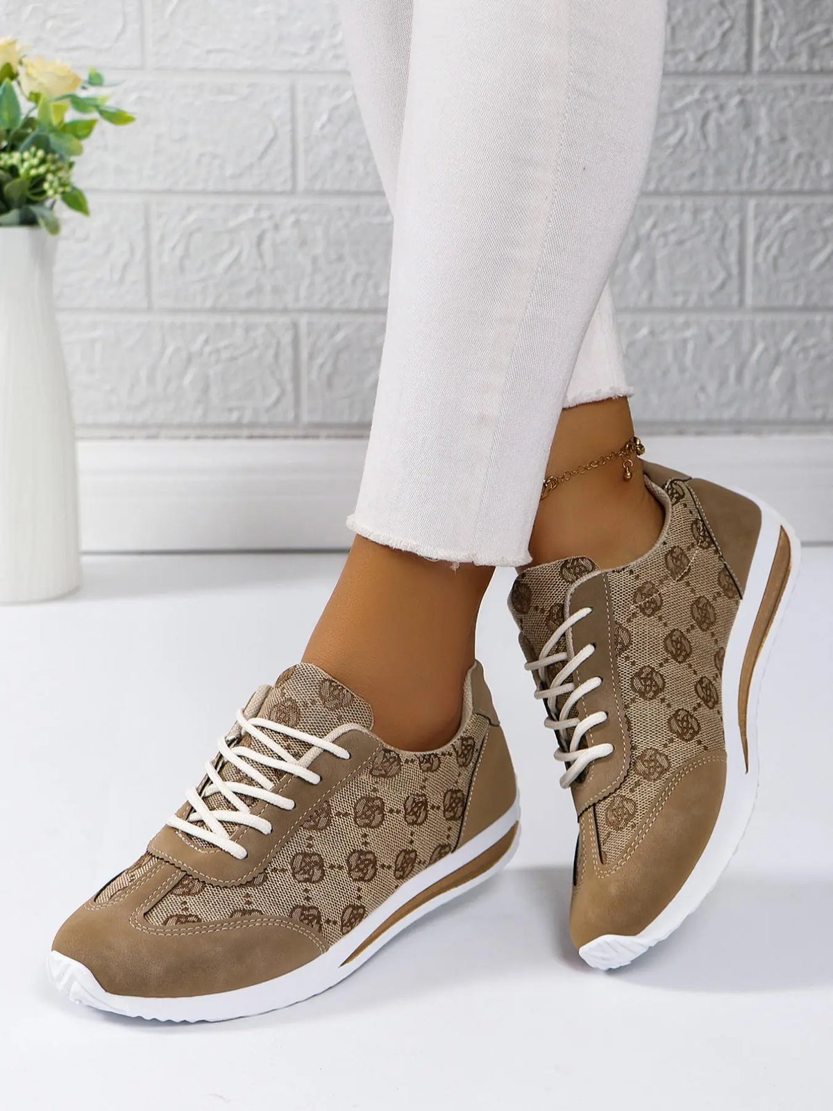 Women's Sport Floral Trainers – Lace-Up, Breathable