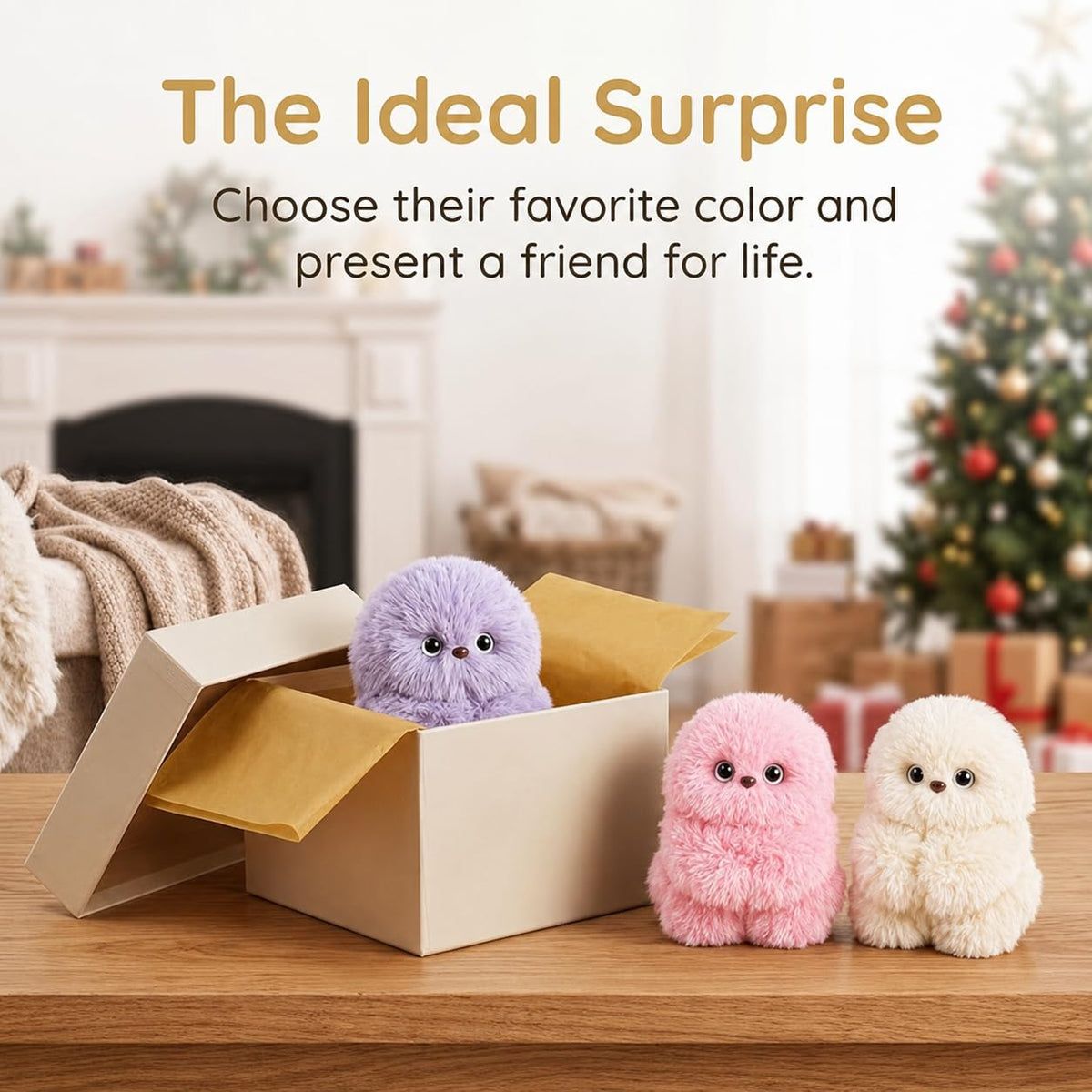 Cute AI shy Emotional companionship robot doll bag charm plush toy-It can sing, turn its head, and learn to speak
