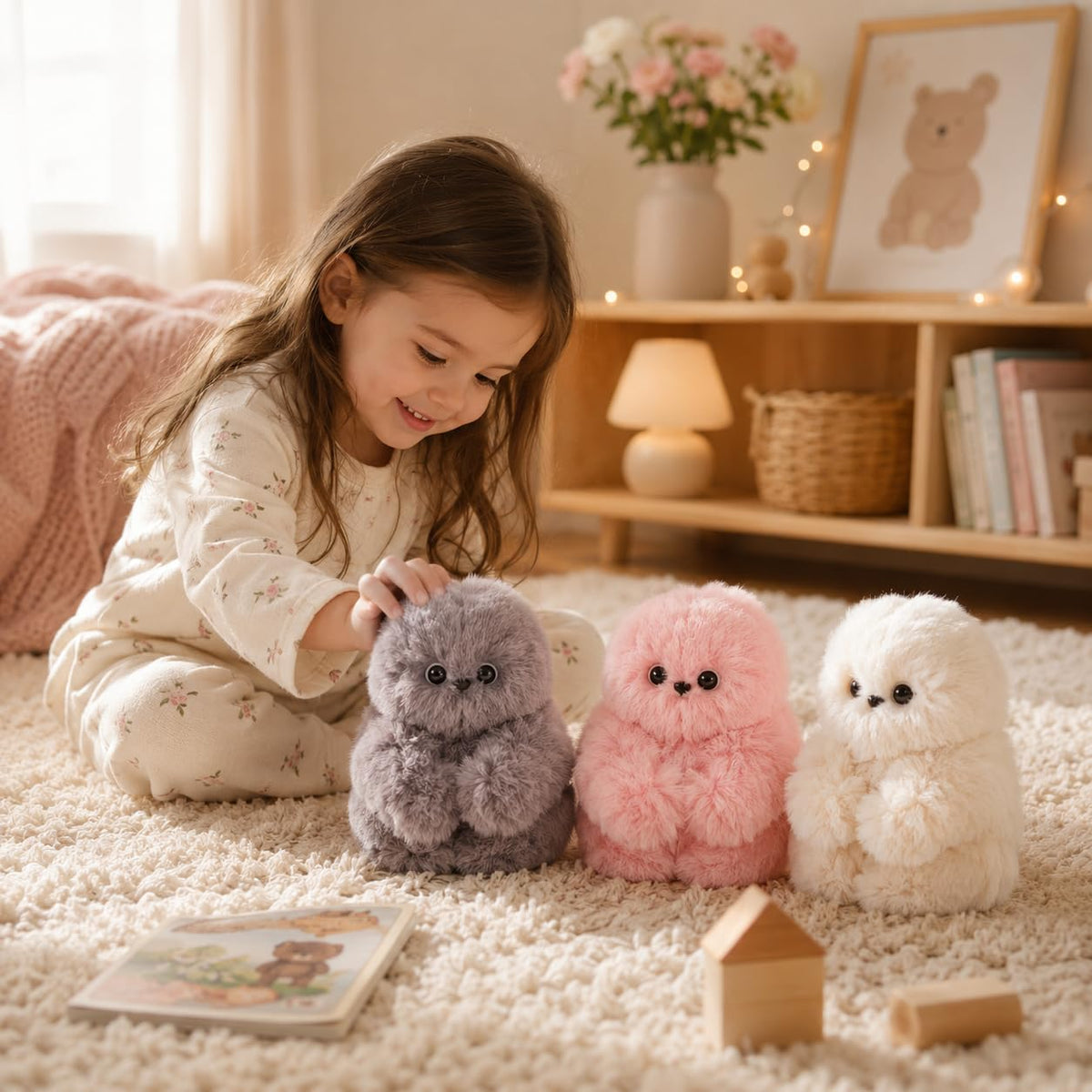 Cute AI shy Emotional companionship robot doll bag charm plush toy-It can sing, turn its head, and learn to speak